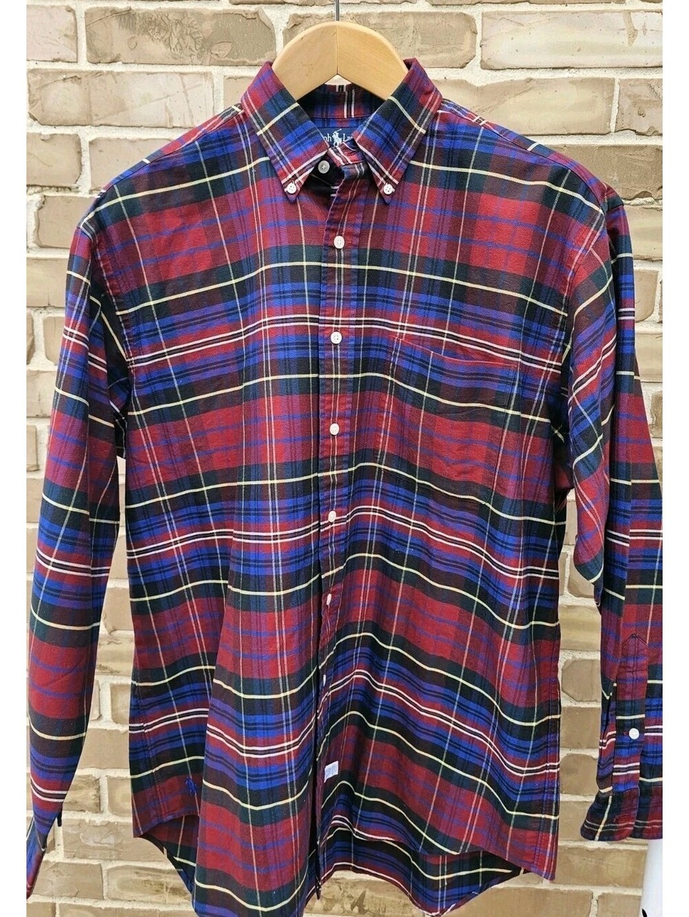 Polo Ralph Lauren The Big Oxford Men's M 100% Cotton Plaid Button-Down Shirt